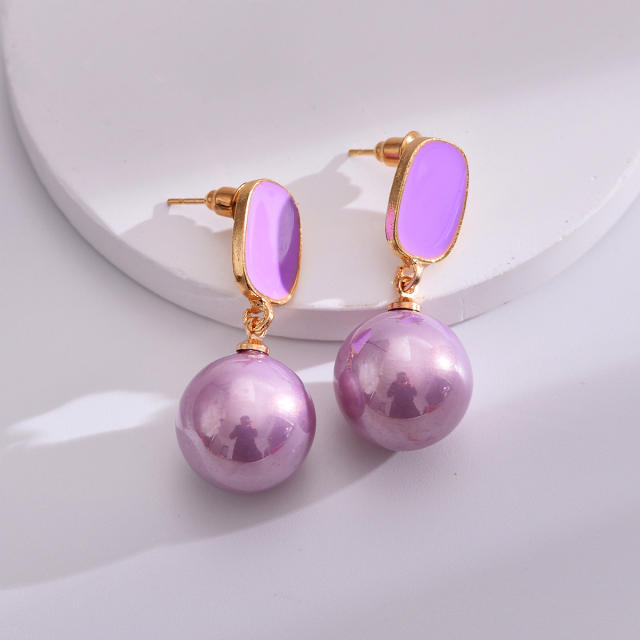 925 needle sweet colorful pearl dangle earirngs