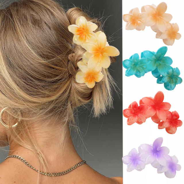 Spring summer bead flower hair claw clips