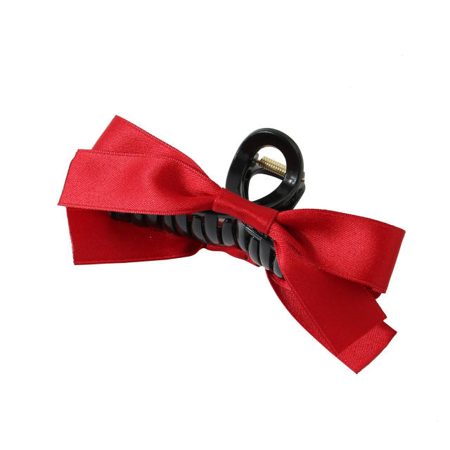 Sweet plain color bow large hair claw clips