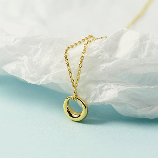 Dainty circle necklace stainless steel ring necklace