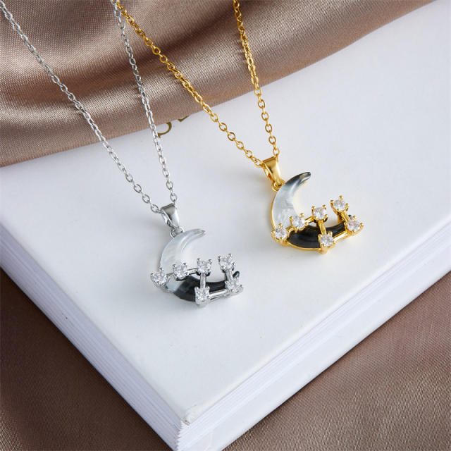 Hot sale moon star pendant stainless steel chain necklace dainty necklace