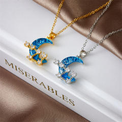Hot sale moon star pendant stainless steel chain necklace dainty necklace