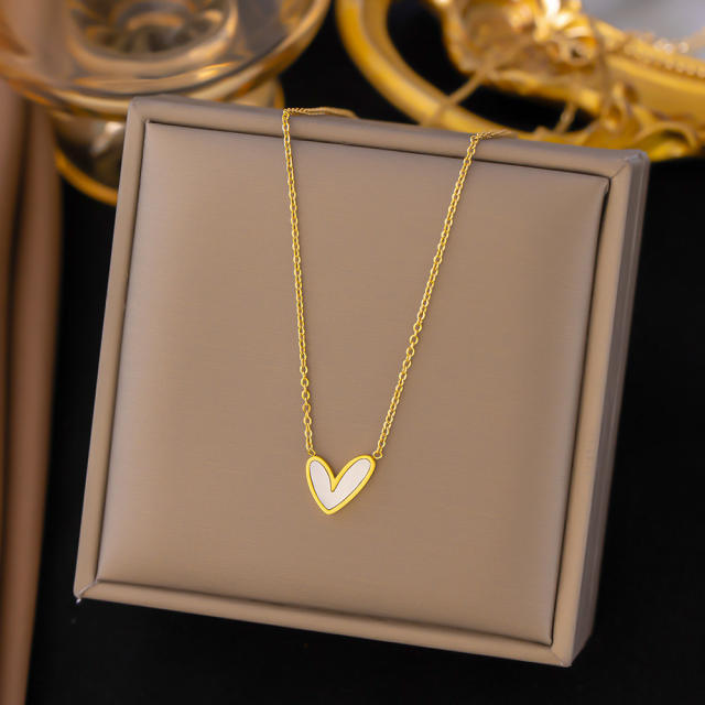 Dainty heart stainless steel necklace earrings set