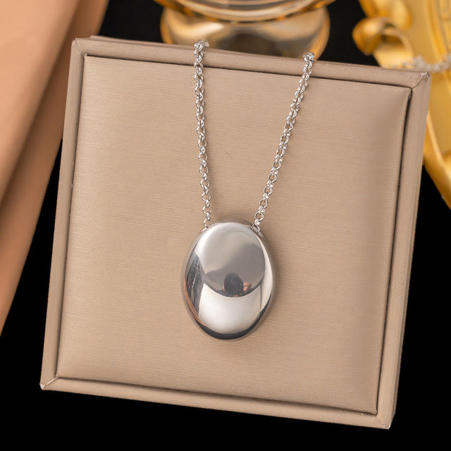 Chunky geometric pendant long necklace stainless steel necklace