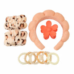 10pcs set plain color padded headband scrunchies hair claw clips set
