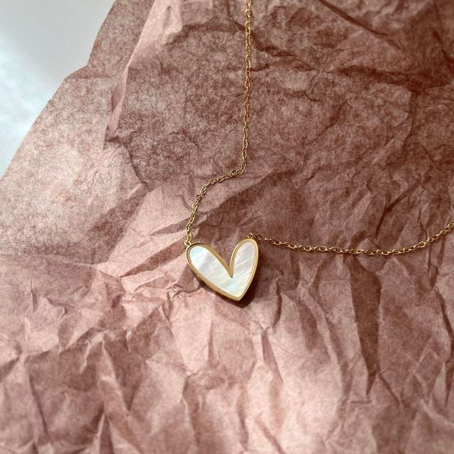 Dainty heart stainless steel necklace earrings set