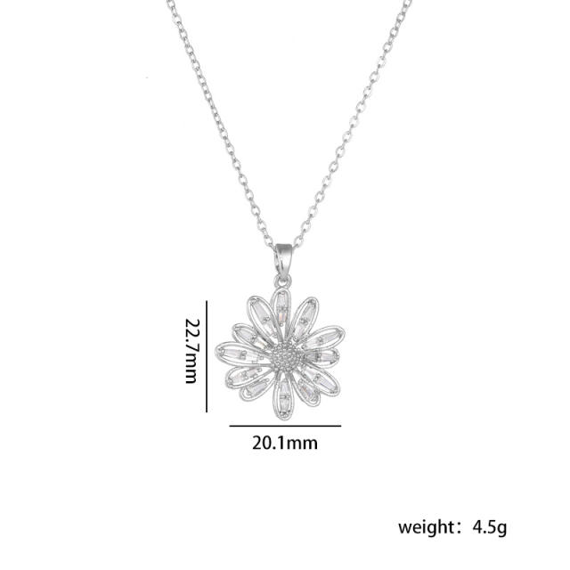 Chic diamond daisy flower pendant dainty stainless steel chain necklace