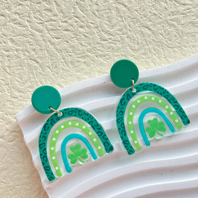 St.Patrick's day acrylic green color earrings