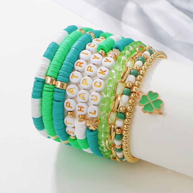 St.Patrick's Day multi layer beaded bracelet