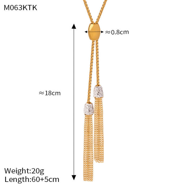 Chic chain tassel stainless steel long necklace