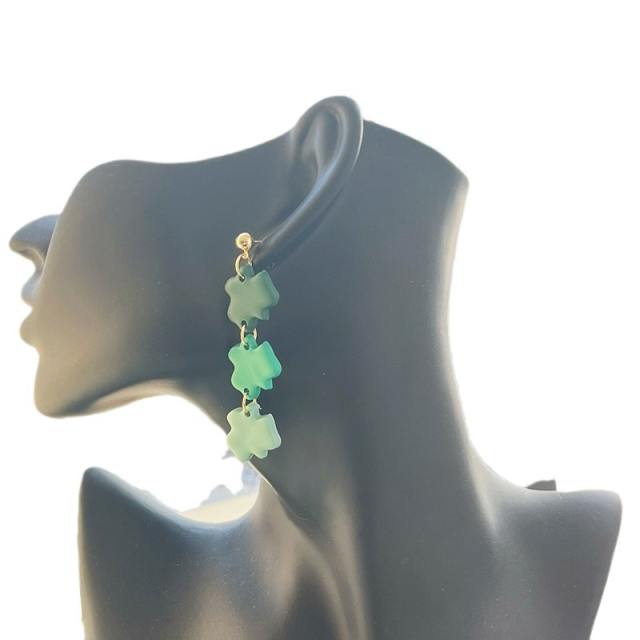 Hot sale cute green color clover st. patrick's day earrings