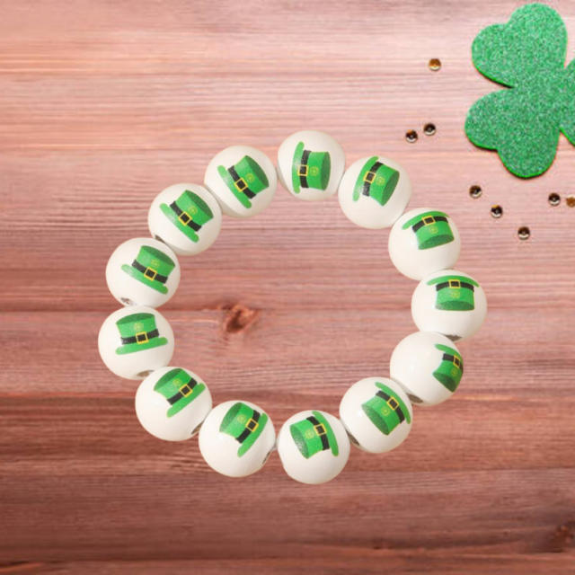 St.Patrick's Day personality wood bead bracelet