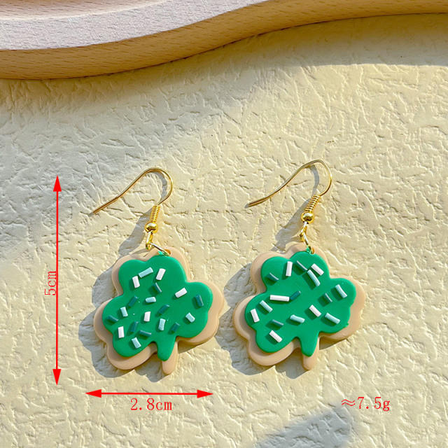 Hot sale cute green color clover st. patrick's day earrings