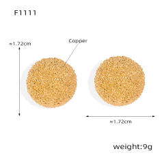Concise easy match geometric frosted gold plated copper earrings