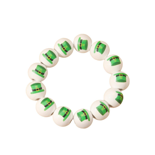 St.Patrick's Day personality wood bead bracelet