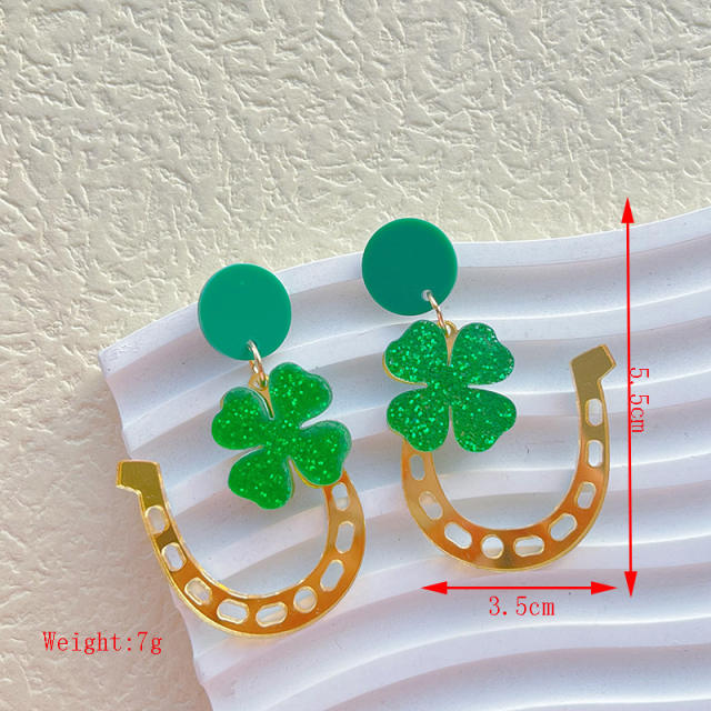 St.Patrick's day acrylic green color earrings