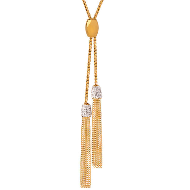 Chic chain tassel stainless steel long necklace