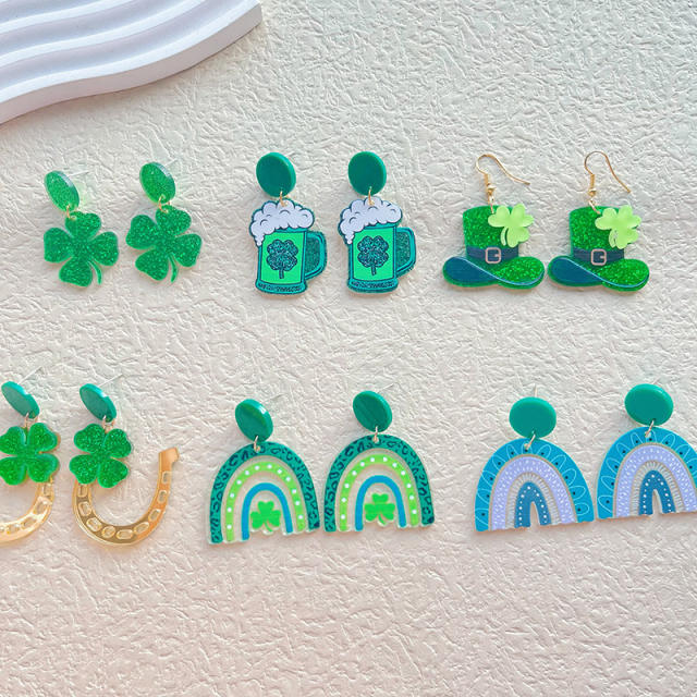 St.Patrick's day acrylic green color earrings