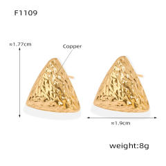 Concise easy match geometric frosted gold plated copper earrings