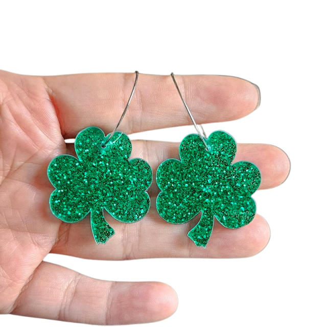 Spring green color st.patrick's day acrylic earrings