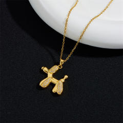 Korean fashion cute balloon dog charm stainless steel chain necklace