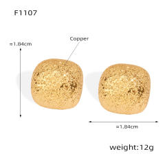 Concise easy match geometric frosted gold plated copper earrings