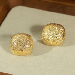 Concise easy match geometric frosted gold plated copper earrings