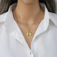 Korean fashion cute balloon dog charm stainless steel chain necklace