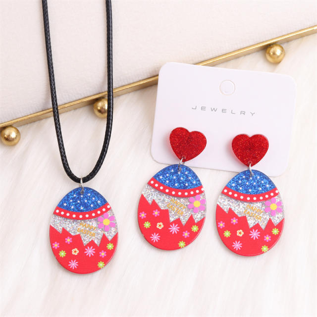 Easter egg colorful acrylic earrings necklace set