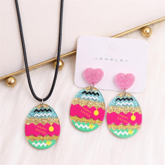 Easter egg colorful acrylic earrings necklace set