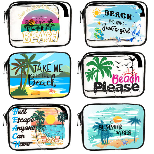 Summer beach clear PVC cosmetic bag storage bag