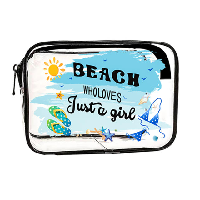 Summer beach clear PVC cosmetic bag storage bag