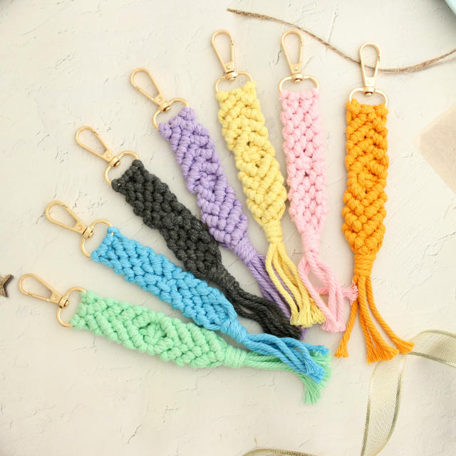 Spring summer handmade braided tassel keychain