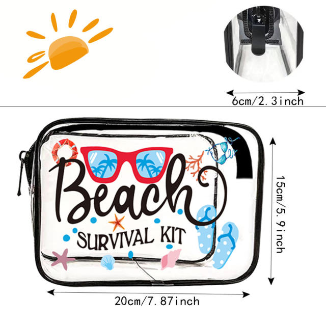 Summer beach letter pattern waterproof PVC clear beach bag storage bag cosmetic bag