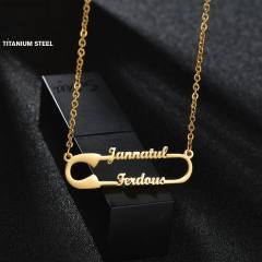 Personality custom name paperclip design stainless steel necklace
