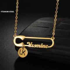 Personality custom name paperclip design stainless steel necklace