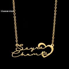 DIY custom name heart stainless steel necklace