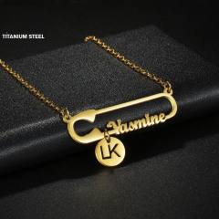Personality custom name paperclip design stainless steel necklace