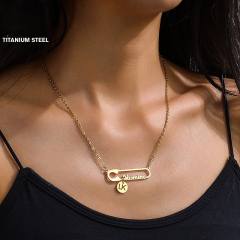 Personality custom name paperclip design stainless steel necklace
