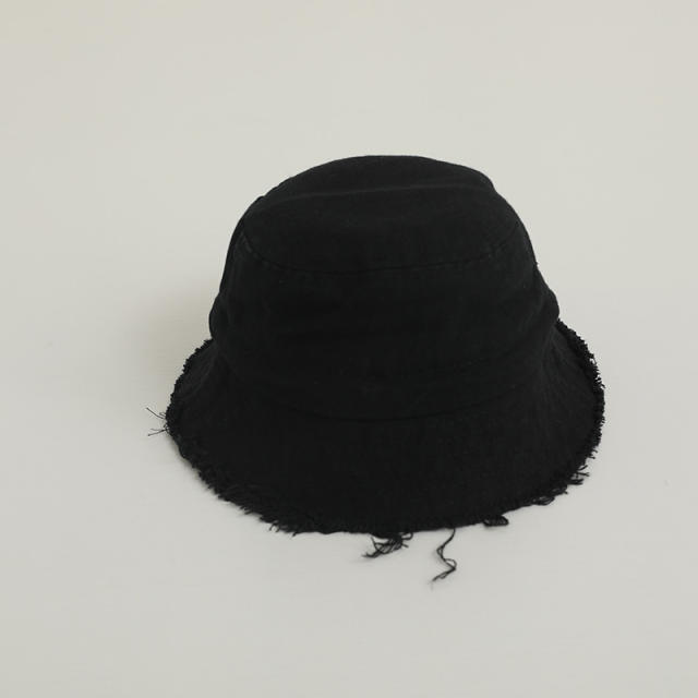 Vintage plain color denim bucket hat for kids