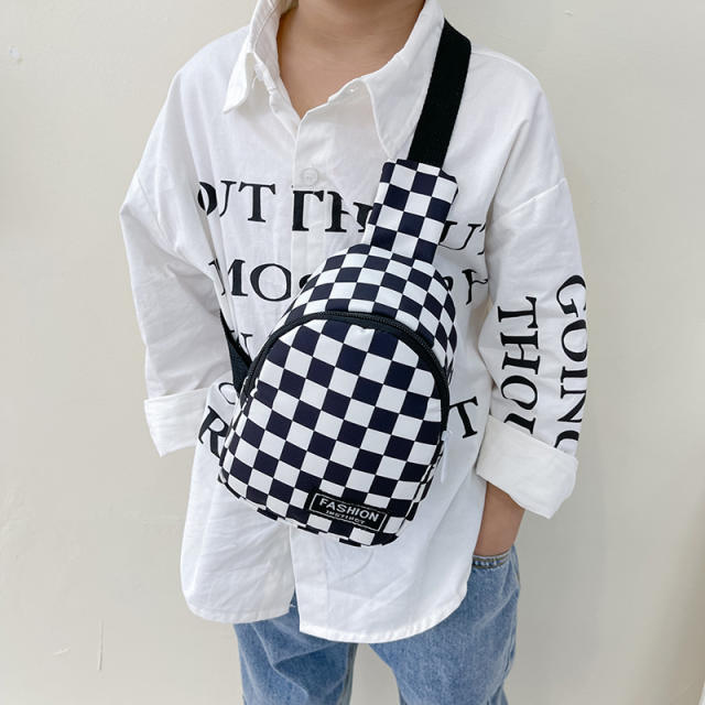 Korean fashion checkered pattern popular chest bag for boys girls