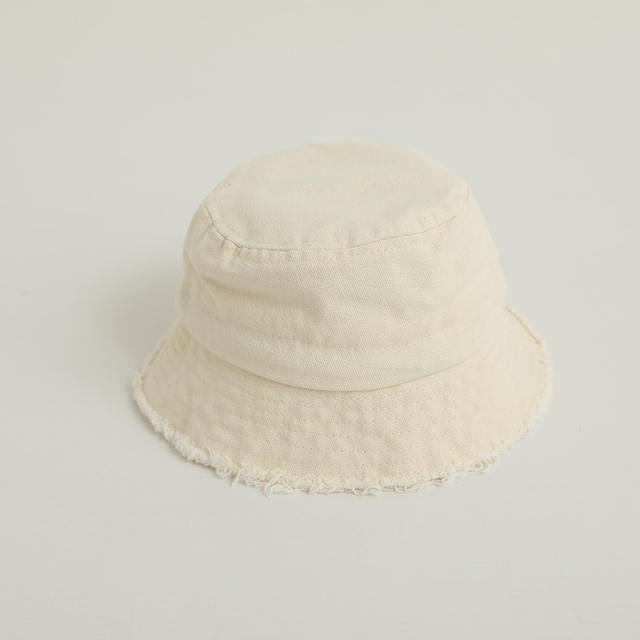 Vintage plain color denim bucket hat for kids