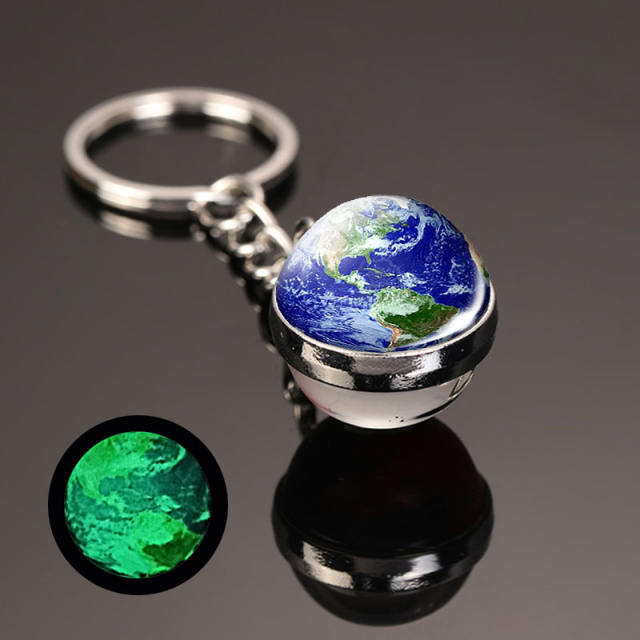 luminous universe solar system ball bead keychain