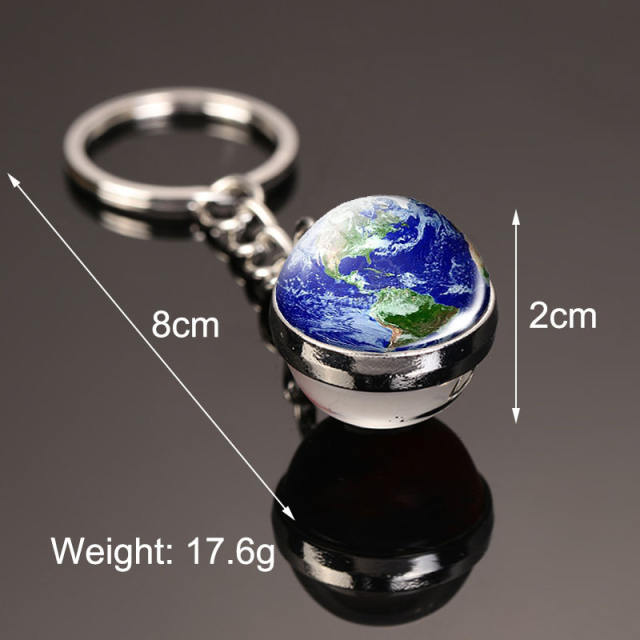 luminous universe solar system ball bead keychain