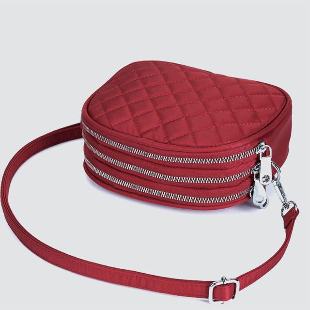 Casual waterproof nylon material quilted pattern crossbody bag