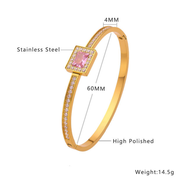 18KG colorful cubic zircon statement stainless steel bangle