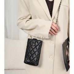 Classic Genuine Leather quilted pattern mini phone bag crossbody bag for women