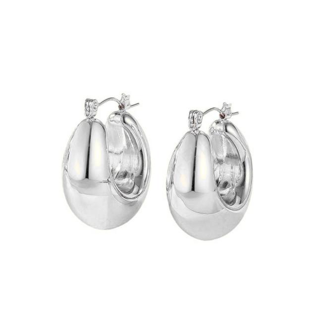 Chunky hollow out hoop earrings stainless steel earrings