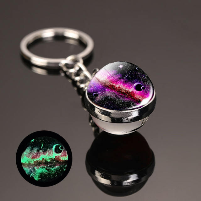 luminous universe solar system ball bead keychain