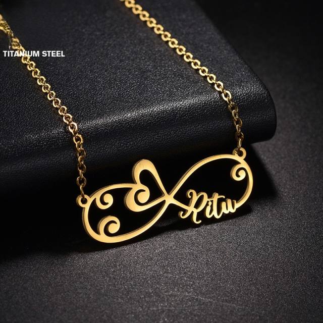 Infinity symbol custom name stainless steel necklace